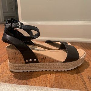 Black Steve Madden Bandi Platform Wedge Sandal